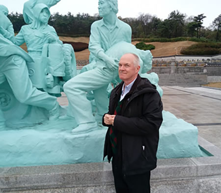 Fr. Boles at the National Cemetery memorial in Gwangju. 
