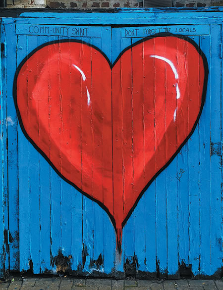 A heart painted on a door