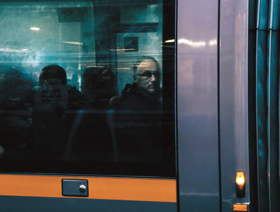 People on subway train