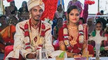 Aidan and Praveena after the seven steps
