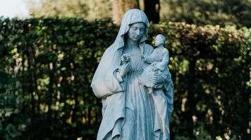 A statue of the Virgin Mary holding the baby Jesus