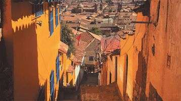 Buildings along a street on a hillside of Peru