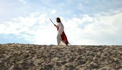 Jesus walking through the desert