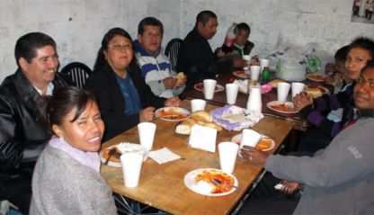 Sai with parish members