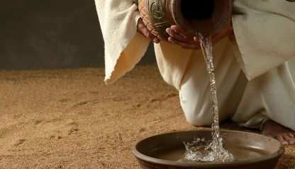 pouring water into a bowl