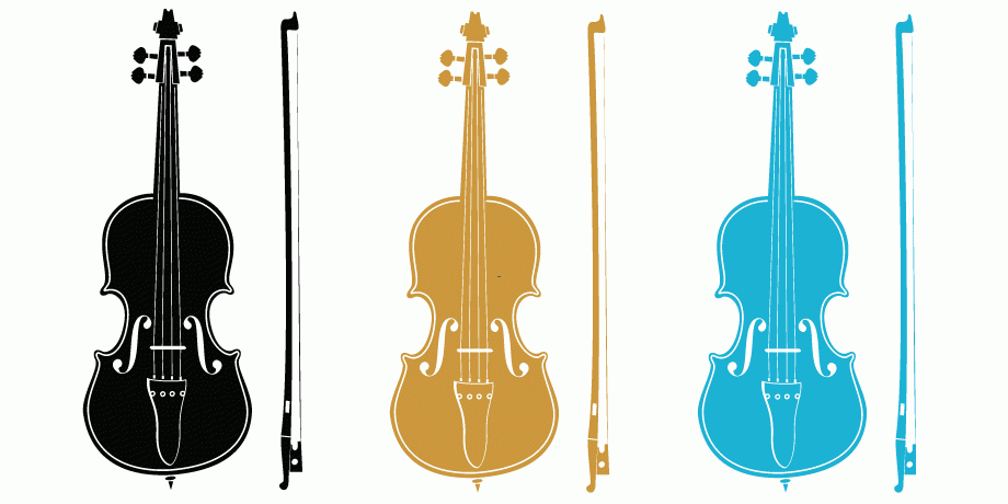 Three violins in a row